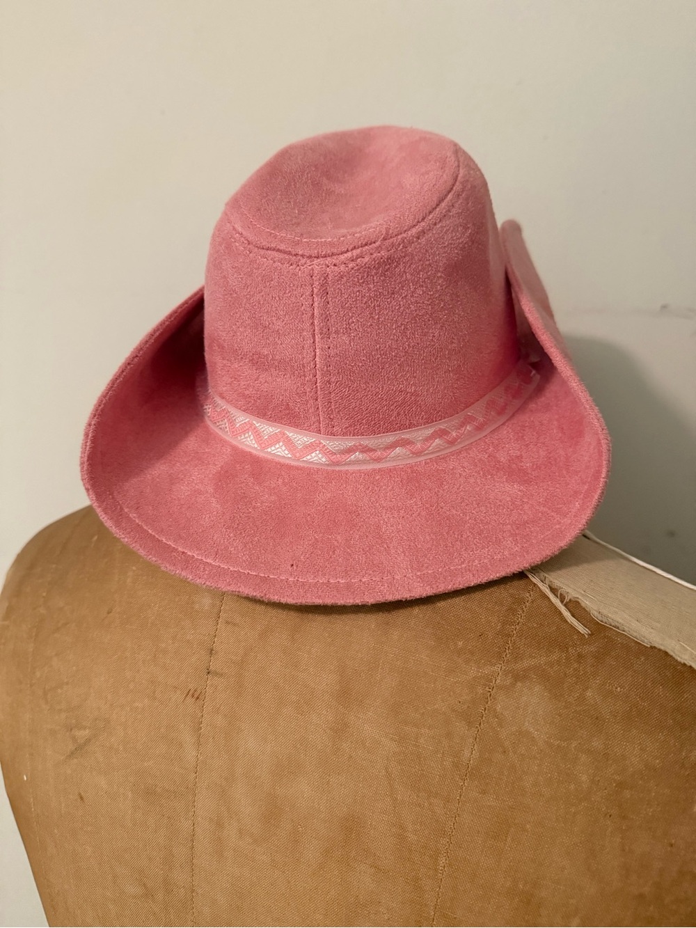 Pink Women's Wide Brim Fedora Hat - Picture 2 of 3